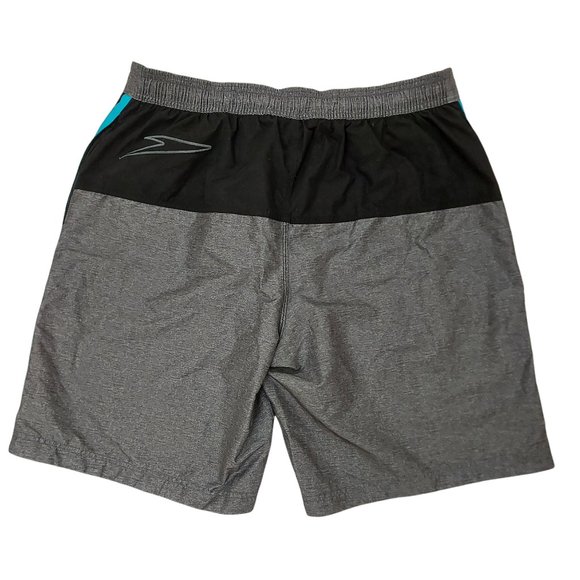 Speedo Shorts Mens Large Gray Black Swim Trunks Mesh Lined Beach Pool Summer - Picture 2 of 10
